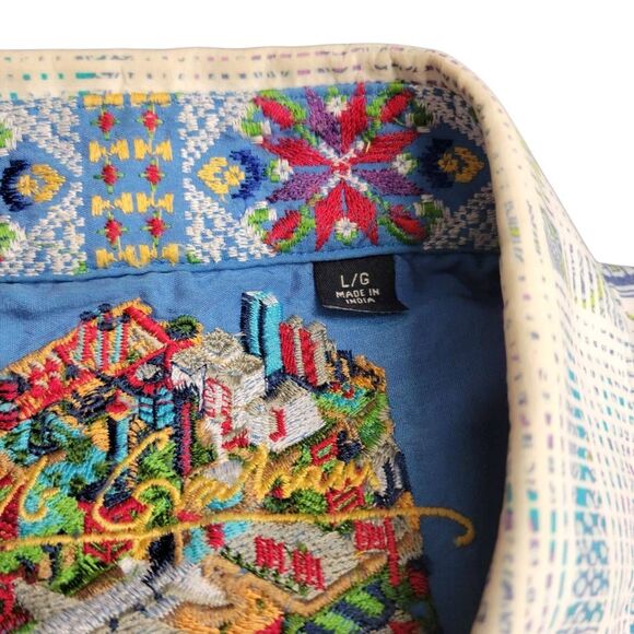 Robert Graham Pastel Paisley Blue Contrast Cotton Knowledge Wisdom Truth Shirt - Picture 3 of 8